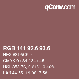 カラーコード: RGB 141 92.6 93.6 | qconv.com