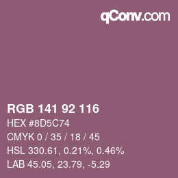 カラーコード: RGB 141 92 116 | qconv.com