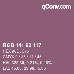 颜色代码: RGB 141 92 117 | qconv.com