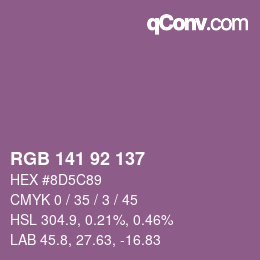 Color code: RGB 141 92 137 | qconv.com