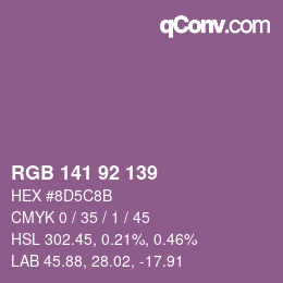 カラーコード: RGB 141 92 139 | qconv.com