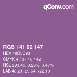 カラーコード: RGB 141 92 147 | qconv.com
