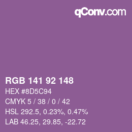 颜色代码: RGB 141 92 148 | qconv.com