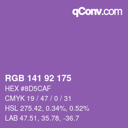 カラーコード: RGB 141 92 175 | qconv.com