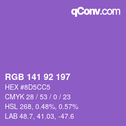 Color code: RGB 141 92 197 | qconv.com