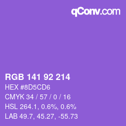 颜色代码: RGB 141 92 214 | qconv.com