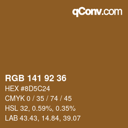 Color code: RGB 141 92 36 | qconv.com