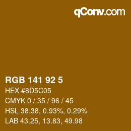 Color code: RGB 141 92 5 | qconv.com