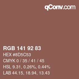颜色代码: RGB 141 92 83 | qconv.com