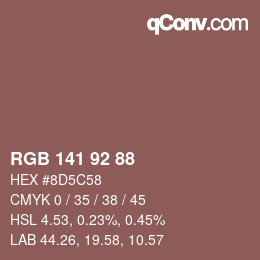 カラーコード: RGB 141 92 88 | qconv.com