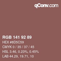 カラーコード: RGB 141 92 89 | qconv.com