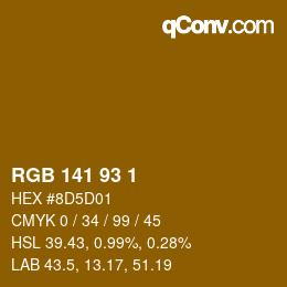 Color code: RGB 141 93 1 | qconv.com