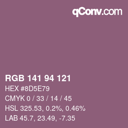 颜色代码: RGB 141 94 121 | qconv.com