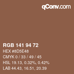 Color code: RGB 141 94 72 | qconv.com