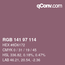Color code: RGB 141 97 114 | qconv.com
