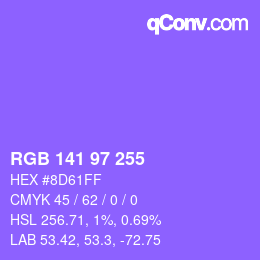Color code: RGB 141 97 255 | qconv.com