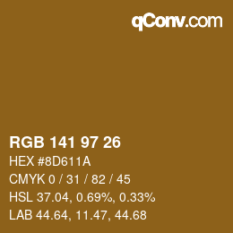 Color code: RGB 141 97 26 | qconv.com