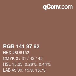 Color code: RGB 141 97 82 | qconv.com