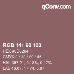 Código de color: RGB 141 98 100 | qconv.com