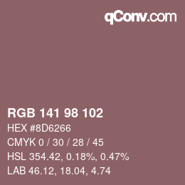 Farbcode: RGB 141 98 102 | qconv.com