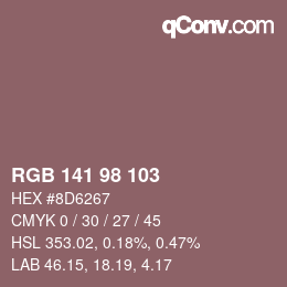 Color code: RGB 141 98 103 | qconv.com