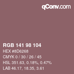 颜色代码: RGB 141 98 104 | qconv.com
