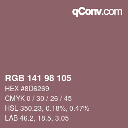 颜色代码: RGB 141 98 105 | qconv.com