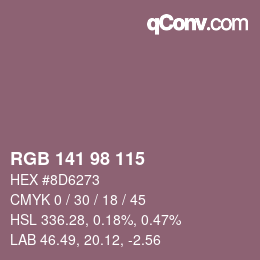 Farbcode: RGB 141 98 115 | qconv.com