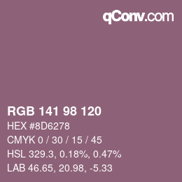 カラーコード: RGB 141 98 120 | qconv.com