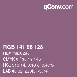 Color code: RGB 141 98 128 | qconv.com