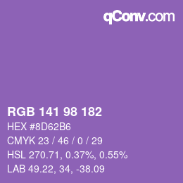 Color code: RGB 141 98 182 | qconv.com