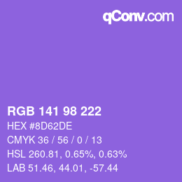 Color code: RGB 141 98 222 | qconv.com