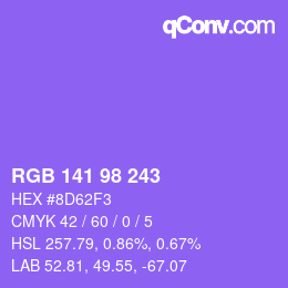 Color code: RGB 141 98 243 | qconv.com
