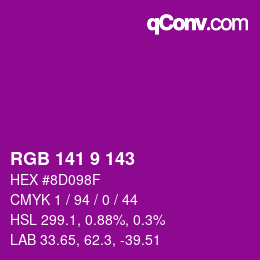 Color code: RGB 141 9 143 | qconv.com
