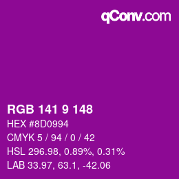 Color code: RGB 141 9 148 | qconv.com