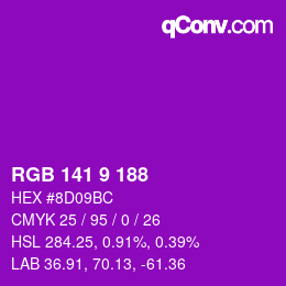 Color code: RGB 141 9 188 | qconv.com