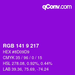 Color code: RGB 141 9 217 | qconv.com