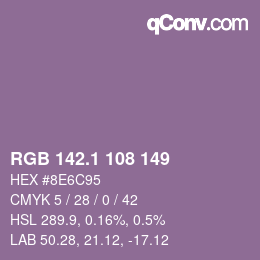 カラーコード: RGB 142.1 108 149 | qconv.com