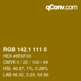 カラーコード: RGB 142.1 111 0 | qconv.com
