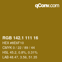 カラーコード: RGB 142.1 111 16 | qconv.com