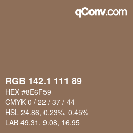 カラーコード: RGB 142.1 111 89 | qconv.com