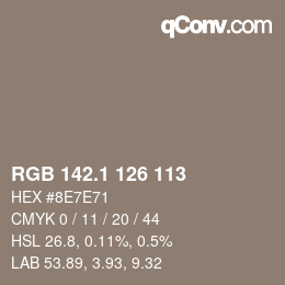 Color code: RGB 142.1 126 113 | qconv.com