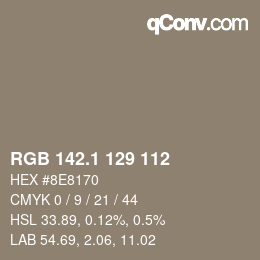 Color code: RGB 142.1 129 112 | qconv.com