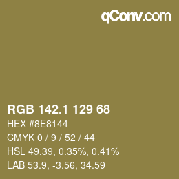 カラーコード: RGB 142.1 129 68 | qconv.com