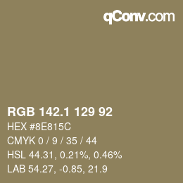 カラーコード: RGB 142.1 129 92 | qconv.com