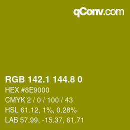 カラーコード: RGB 142.1 144.8 0 | qconv.com