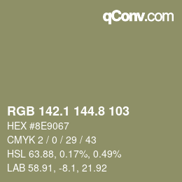 Color code: RGB 142.1 144.8 103 | qconv.com