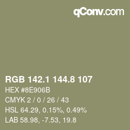 Color code: RGB 142.1 144.8 107 | qconv.com