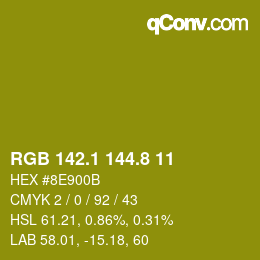 カラーコード: RGB 142.1 144.8 11 | qconv.com