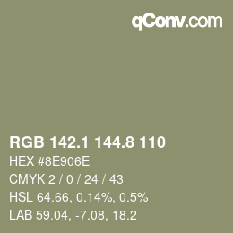 カラーコード: RGB 142.1 144.8 110 | qconv.com